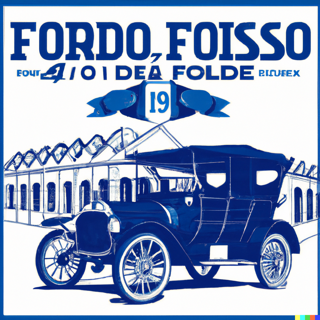 DALL·E 2022 10 14 12.40.21 Fabrica de Ford 1913 ¡Feliz 100o cumpleanos del Modelo T