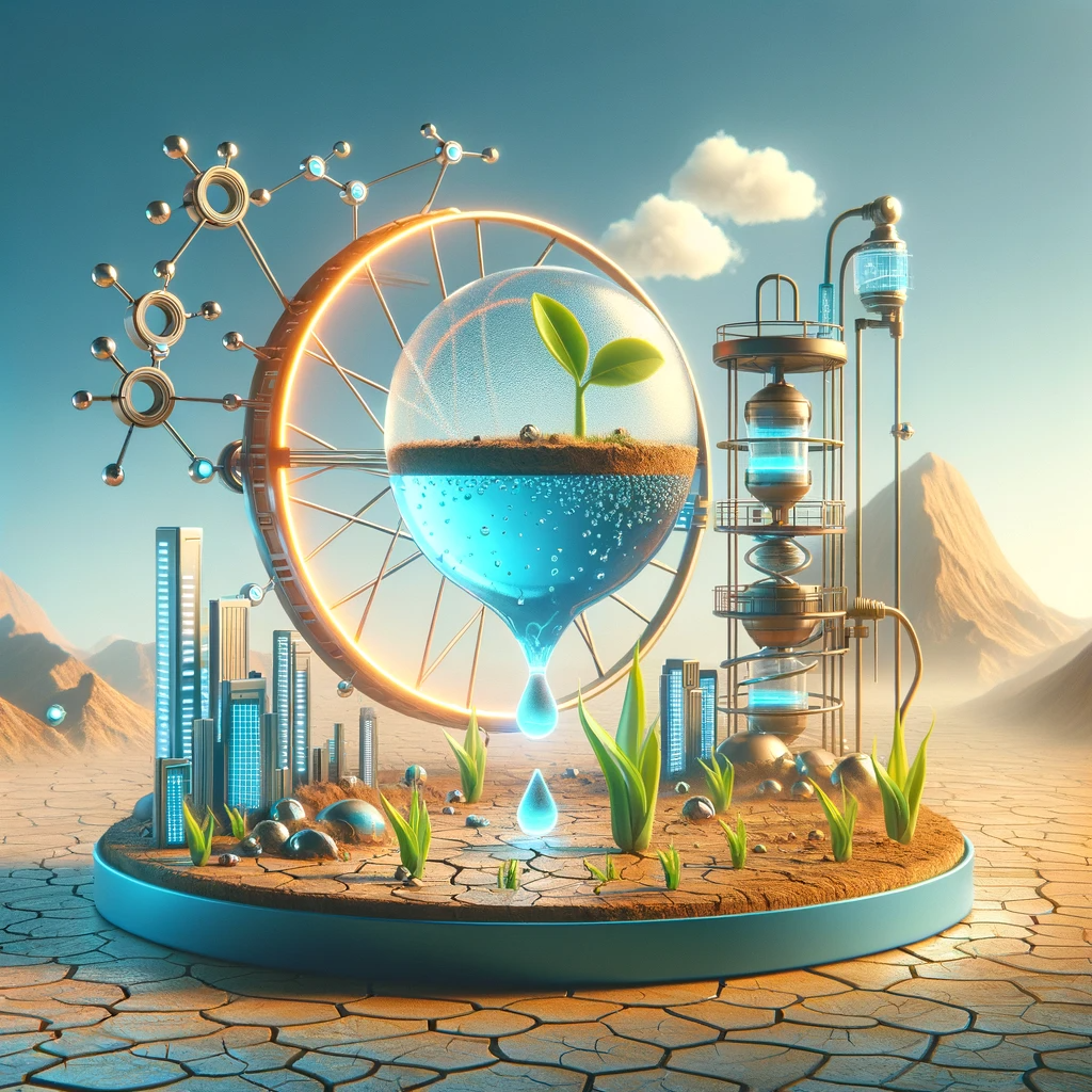 DALL·E 2023 11 09 13.59.05 Create a photorealistic minimalist 3D retro futuristic image that represents the concept of inventions to combat drought with the theme of Vangua
