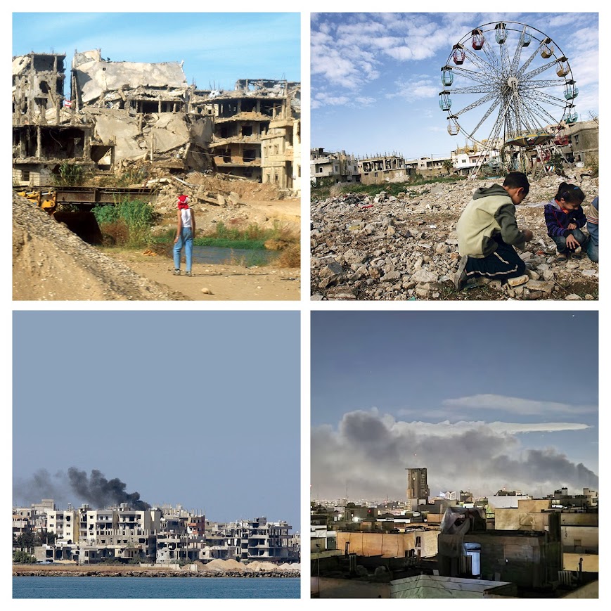 Dagher destruccion campamento refugiados palestino Nahr al norte Tripoli Libano 21 diciembre 2007 COLLAGE